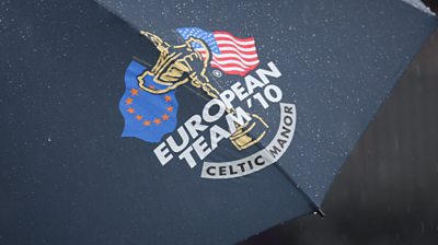 Rain on a Ryder Cup 2010 umbrella