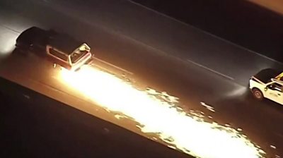 Car with sparks flying