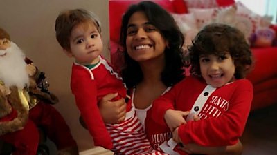 Nikita Jain Jones with her two children