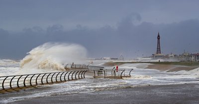 A windy Blackpool sea front