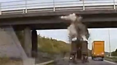 Lorry hits bridge