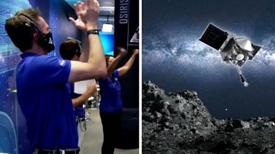 Nasa scientists were elated as the spacecraft successfully touched down for just a few seconds to grab rocks and dirt.