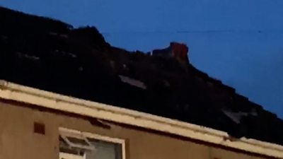 Damaged roof of house