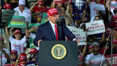 The president's remark came after the crowd's chants during Sunday night's Florida rally.