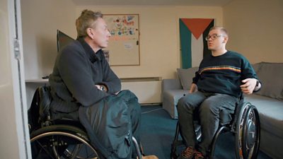 The BBC's security correspondent Frank Gardner meets Gerard, a student paralysed in a diving accident.