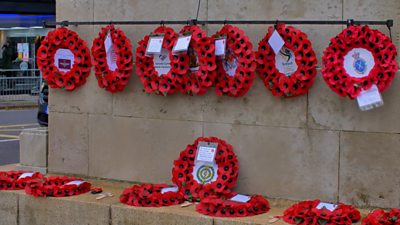 Wreaths at cenotaph