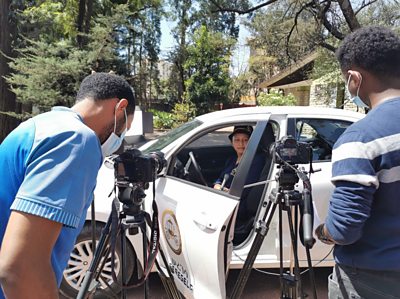 Filming the ride-sharing service for women, by women, in Addis Ababa. Credit: BBC Media Action