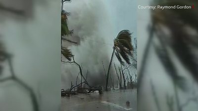 Hurricane Iota huge wave coming into shore