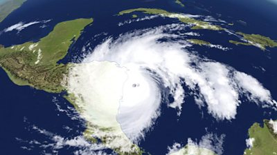 BBC Weather satellite imagery of Hurricane Iota