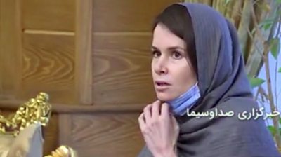 Screengrab from Iranian state television footage showing release of Kylie Moore-Gilbert