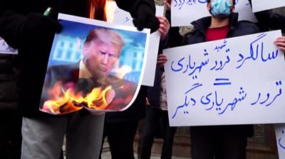 Picture of Donald Trump being burned
