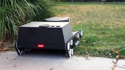 A robot, called Yardroid, mowing grass