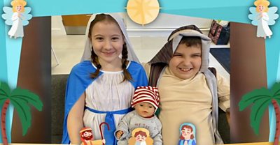 Boy and girl as Mary and Joseph