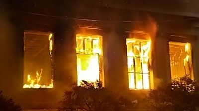 Building in fire in Tripoli, Lebanon