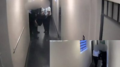 A coroner releases pictures of Leon Briggs being carried into a police station after his arrest.