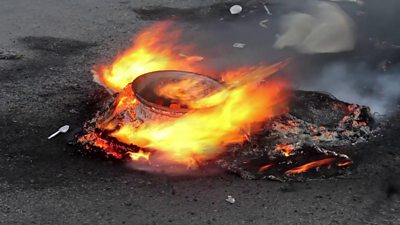 Burning tyre