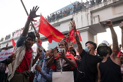 protesters in Myanmar