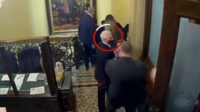 Newly released security footage shows the peril the vice-president and other lawmakers were in.