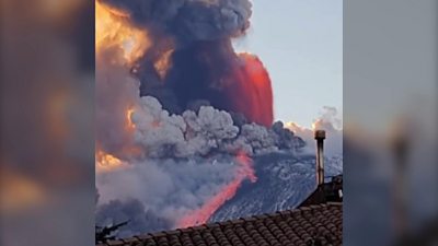 Ash cloud from Mount Etna