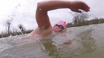 Two swimmers describe their love of extremely cold water but advise beginners to wait until spring.