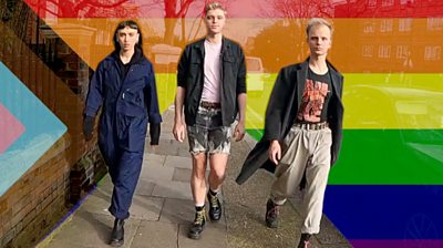 Organisers of Queer House Party walking down the street.