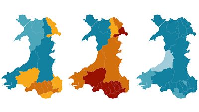 Case rate maps for Covid in Wales