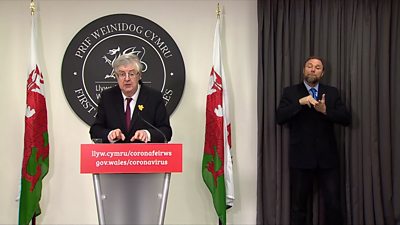 Mark Drakeford at the Welsh Government's coronavirus Monday briefing