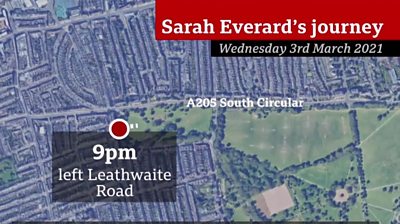 The BBC's Jon Donnison reports on Sarah Everard's last known movements.