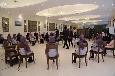 Women at a special session of WhatMatters2U, our online discussion platform, in Herat. Credit: BBC Media Action Afghanistan