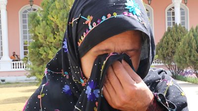 A woman from Kandahar cries as she relays her difficult journey to a special Open Jirga session. Credit: BBC Media Action Afghanistan
