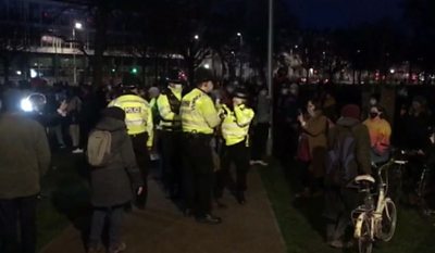 Police at the vigil in Brighton