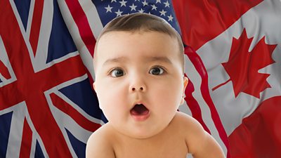 One baby and three flags