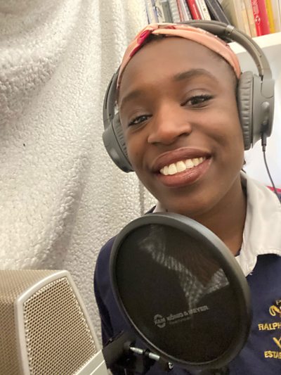 Cynthia recording Braids remotely