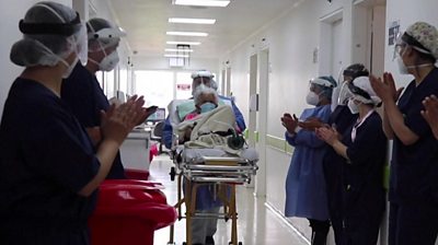 Carmen Hernandez was given a standing ovation as she left hospital in Colombia.