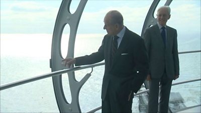 Prince Philip, Duke of Edinburgh, visiting the Brighton i360