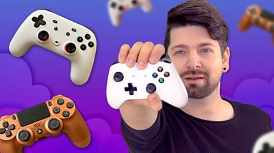 Chris Fox with games controllers