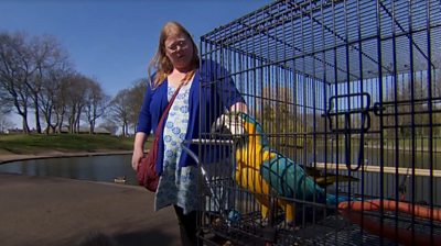 Woman and parrot