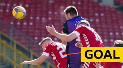 Ryan Edwards doubles Dundee United's Scottish Cup quarter-final lead at Aberdeen.