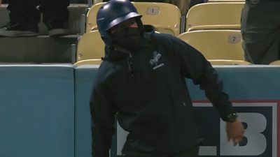 Los Angeles Dodgers Ball Boy Dives Into Stands c Sport