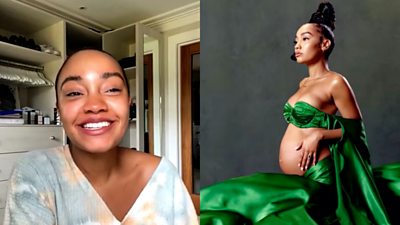 Composite image of Little Mix's Leigh-Anne smiling and showing off her baby bump