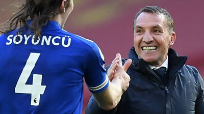 Leicester City manager Brendan Rodgers says he's 'proud of his players' and singled out praise for young goalscorer Luke Thomas after their 2-1 victory over Manchester United.