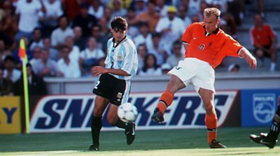 BBC Sport marks Dennis Bergkamp's birthday by looking back at his brilliant winning goal for the Netherlands against Argentina at the 1998 World Cup.