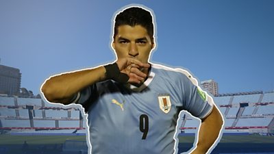 Watch Luis Suarez save a penalty during a training session for Uruguay ahead of their World Cup qualifying match against Paraguay.