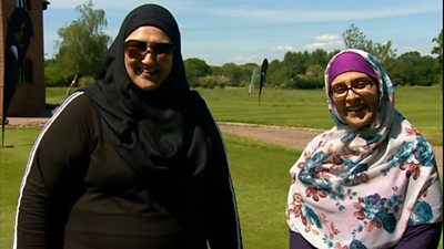 The women are enjoying golf for the first time