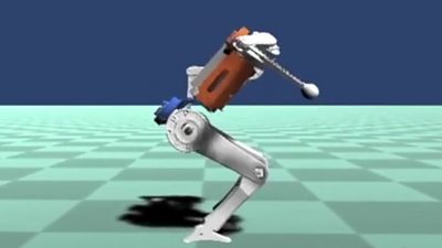 A simulated robot performing realistic acrobatics