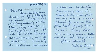 A handwritten letter from a reader in 1978