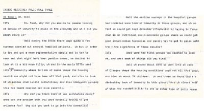 Typewritten transcription of the programme Inside Medicine's Interview with Dr Reed