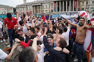 Jubilant England fans took over the streets of London on Tuesday as England beat Germany 2-0 at Wembley.