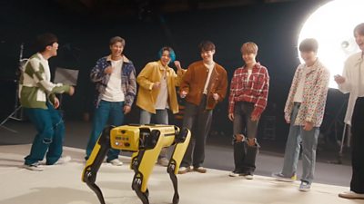 Spot the robot dog with boyband BTS