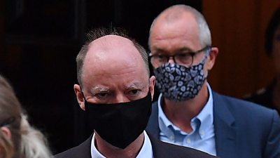 Prof Chris Whitty and Sir Patrick Vallance wearing face masks in September 2020
